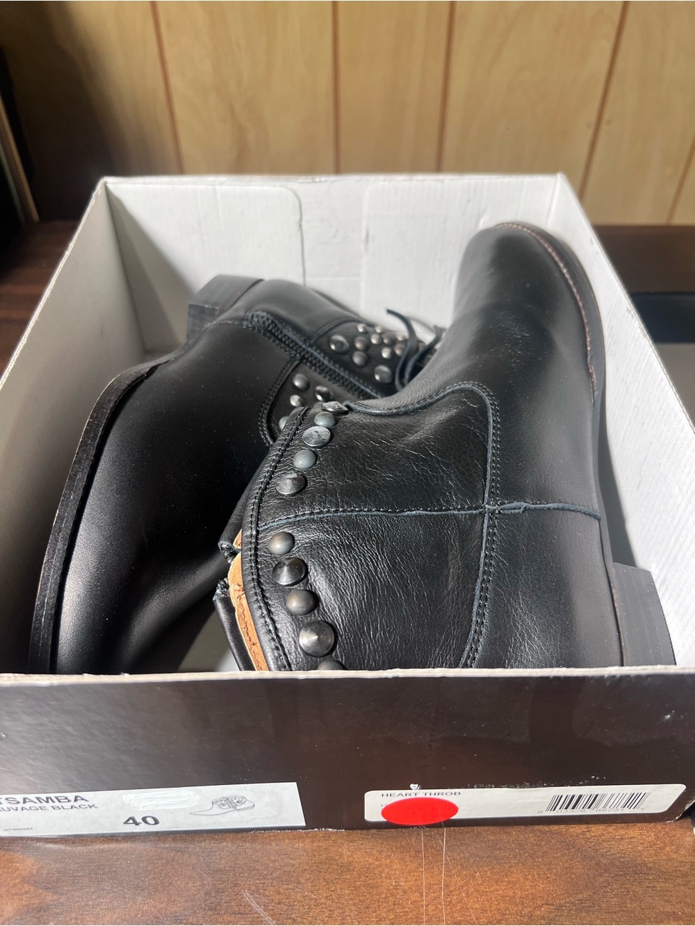 Women's Black Studded Ankle Booties - Classic Side-Zip - Picture 6 of 7